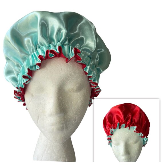 Large Satin bonnet for Curly Hair, Double Layer Reversible Silk Hair Sleep Cap - Picture 1 of 16